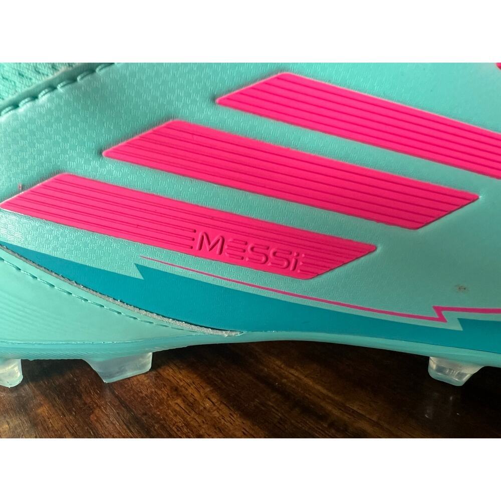 NWT Kids Adidas F50 League Messi FG/MG Soccer Cleats, Size 5.5. Blue/Pink - Picture 5 of 10